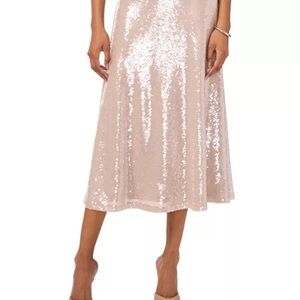 Vince Camuto Sequin Midi Skirt - Pink